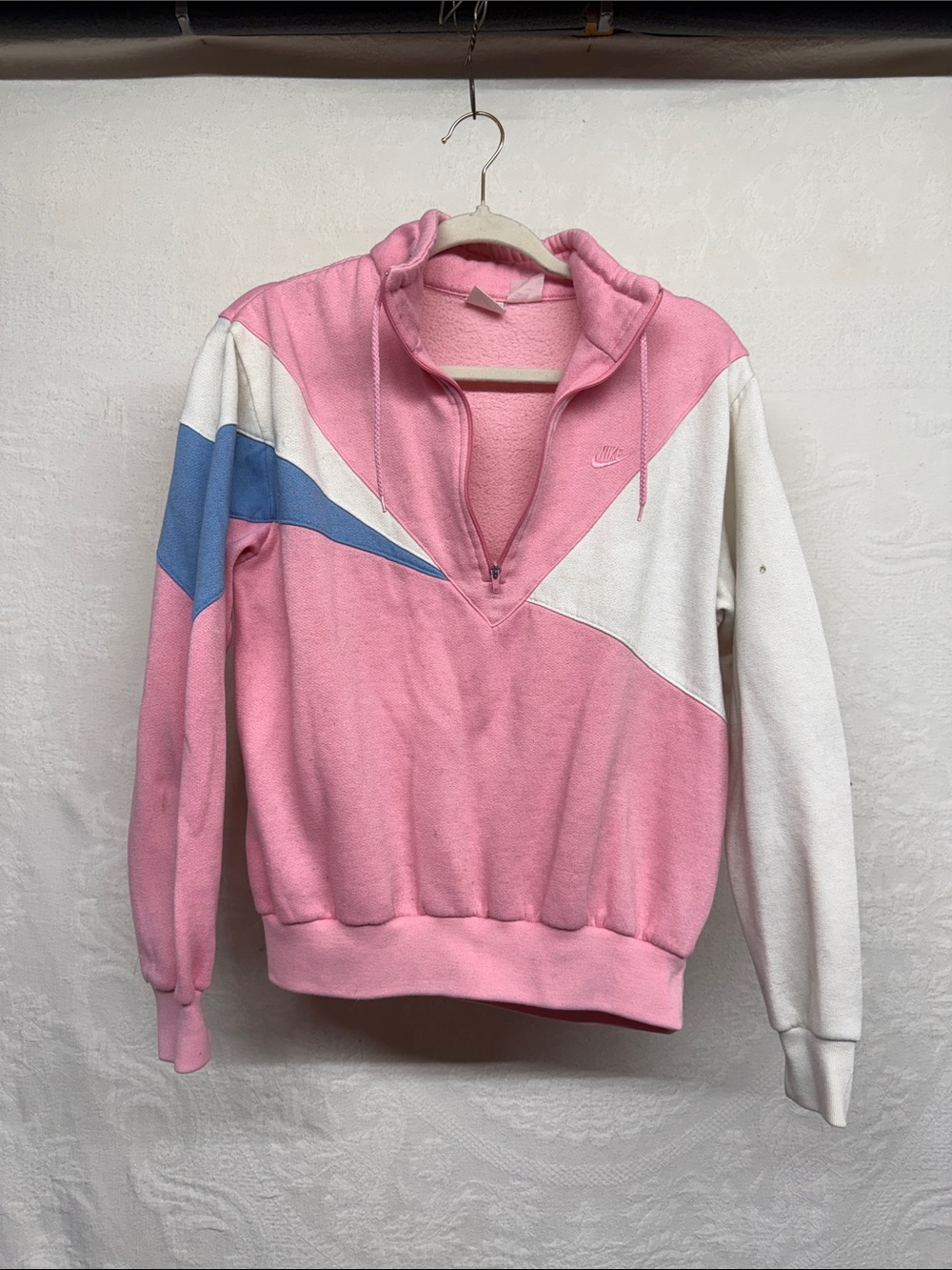 Nike Pink, White & Light Blue Half-Zip Pullover Hoodie